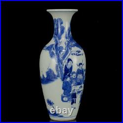 Chinese Blue&white Porcelain HandPainted Exquisite Figure Vases 16161