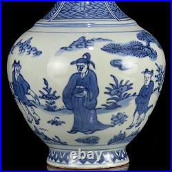 Chinese Blue&white Porcelain HandPainted Exquisite Figure Vases 16164