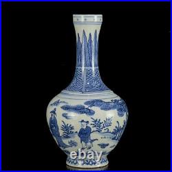 Chinese Blue&white Porcelain HandPainted Exquisite Figure Vases 16164