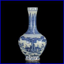 Chinese Blue&white Porcelain HandPainted Exquisite Figure Vases 16164