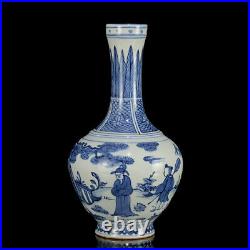 Chinese Blue&white Porcelain HandPainted Exquisite Figure Vases 16164