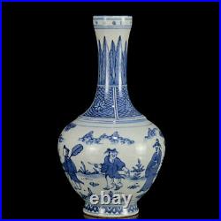 Chinese Blue&white Porcelain HandPainted Exquisite Figure Vases 16164