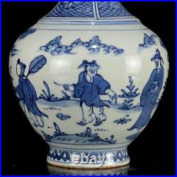 Chinese Blue&white Porcelain HandPainted Exquisite Figure Vases 16164