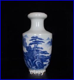 Chinese Blue&white Porcelain HandPainted Exquisite Landscape Vase 20613