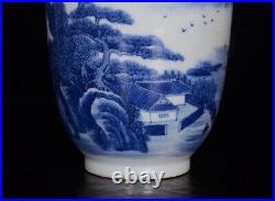 Chinese Blue&white Porcelain HandPainted Exquisite Landscape Vase 20613