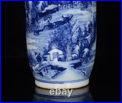 Chinese Blue&white Porcelain HandPainted Exquisite Landscape Vase 20619