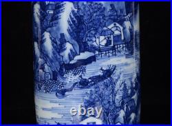 Chinese Blue&white Porcelain HandPainted Exquisite Landscape Vase 20619