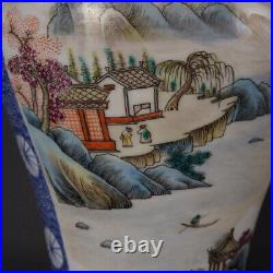 Chinese Blue&white Porcelain HandPainted Exquisite Landscape Vase 21338