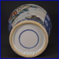 Chinese Blue&white Porcelain HandPainted Exquisite Landscape Vase 21338