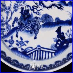 Chinese Blue&white Porcelain HandPainted Kylin Phoenix Brush Washer 20170