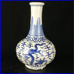 Chinese Blue&white Porcelain Hand-Painted Exquisite Dragon Pattern Vases 14916