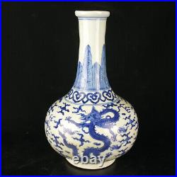 Chinese Blue&white Porcelain Hand-Painted Exquisite Dragon Pattern Vases 14916