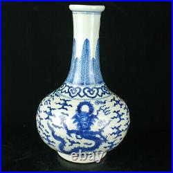 Chinese Blue&white Porcelain Hand-Painted Exquisite Dragon Pattern Vases 14916