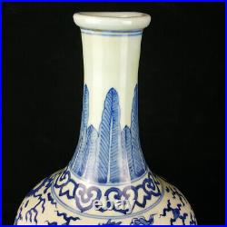 Chinese Blue&white Porcelain Hand-Painted Exquisite Dragon Pattern Vases 14916