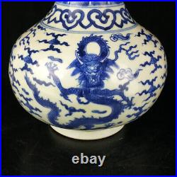 Chinese Blue&white Porcelain Hand-Painted Exquisite Dragon Pattern Vases 14916