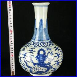 Chinese Blue&white Porcelain Hand-Painted Exquisite Dragon Pattern Vases 14916