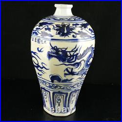 Chinese Blue&white Porcelain Hand-Painted Exquisite Dragon Pattern Vases 16001