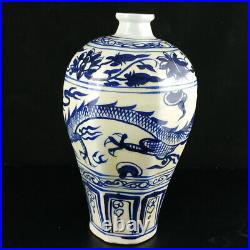 Chinese Blue&white Porcelain Hand-Painted Exquisite Dragon Pattern Vases 16001