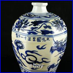 Chinese Blue&white Porcelain Hand-Painted Exquisite Dragon Pattern Vases 16001