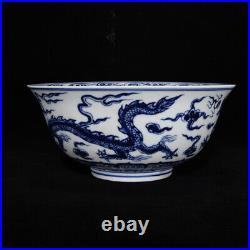 Chinese Blue&white Porcelain Handmade Exquisite Dragon Pattern Bowl 17407