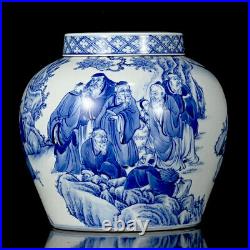 Chinese Blue&white Porcelain Handmade Exquisite Figures Pattern Pots 12670