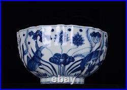 Chinese Blue&white Porcelain Handmade Exquisite Fish Pattern Bowl 14562
