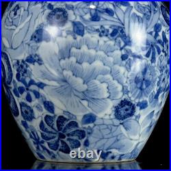 Chinese Blue&white Porcelain Handmade Exquisite Flowers&Plants Cover Pot 10256
