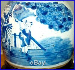Chinese GINGER JAR LAMPS Blue & White Porcelain Qilin Boys Foo Dog Pair 2G