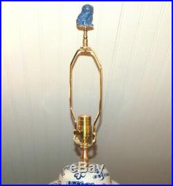 Chinese GINGER JAR LAMPS Pair Blue & White Porcelain Dragons Vases Temple Jar 3Q