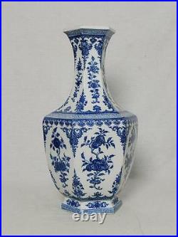 Chinese Hexagon Blue and White Porcelain Vase With Mark M3009