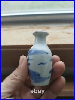 Chinese Ming Dynasty Antique Blue/White Porcelain mini small Jar Vase 2.85