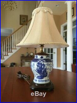 Chinese Porcelain Blue and White Table Lamp Dragon Phoenix