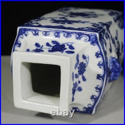 Chinese Porcelain Jingdezhen Blue And White Square Double Eared Vases 12.99 Inch