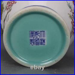Chinese Qing Qianlong Blue and White Doucai Porcelain Crane Flowers Vase 12.8