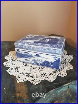 Chinese Quilong mark Blue and White Porcelain Box