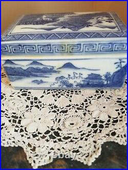 Chinese Quilong mark Blue and White Porcelain Box