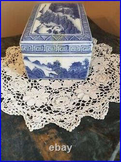 Chinese Quilong mark Blue and White Porcelain Box