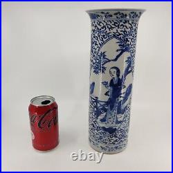 Chinese antique KANGXI blue and white hand painted porcelain vase