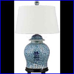 Chinese oriental porcelain GINGER JAR lamp blue & white Chinese happiness lamp