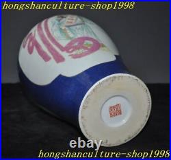 Chinese wucai porcelain blue pomelo longevity wealth statue Bottle Pot Vase Jar