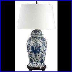 Classic Chinese Blue And White Porcelain Oriental Lamp Flower Vase