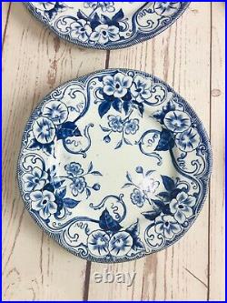 Creil Montereau Flora Small Plates Blue And White French Antique