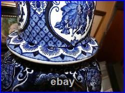 Delft Large 16 Blue & White Royal Sphinx Ginger Jar Urn Vase Foo Dog Finial