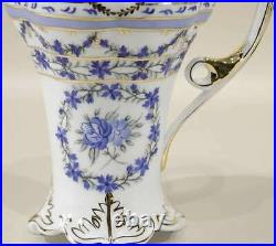Demitasse Tea Set, 17 Pc. Blue & White withGold, Victorian Style