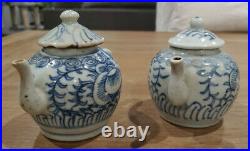 Early 19th Century Qing Dynasty Antique Blue and White Porcelain Teapots