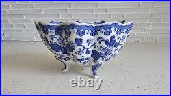 Early 20th Chinese Blue & White Porcelain Footed Lobbed Bowl