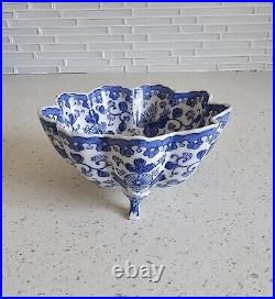 Early 20th Chinese Blue & White Porcelain Footed Lobbed Bowl