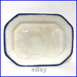 English 1820's English Blue & White Leeds Porcelain Feather Edge Platter