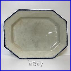 English 1820's English Blue & White Leeds Porcelain Feather Edge Platter #2