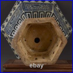Estate Chinese Antique Qing Dynasty Blue&white Porcelain Flowers Flowerpot